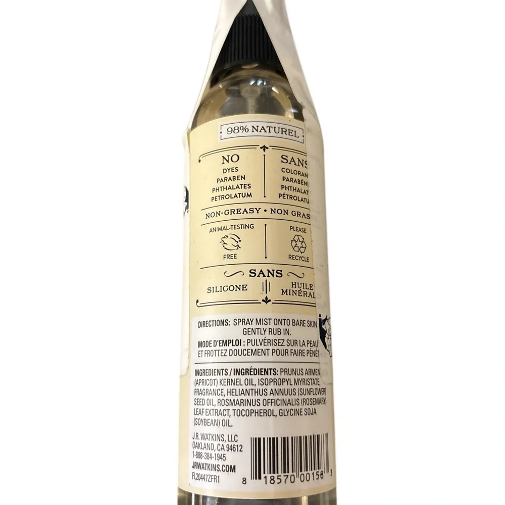 JR Watkins Natural Hydrating Body Oil Mist, Coconut Milk & Honey (059)